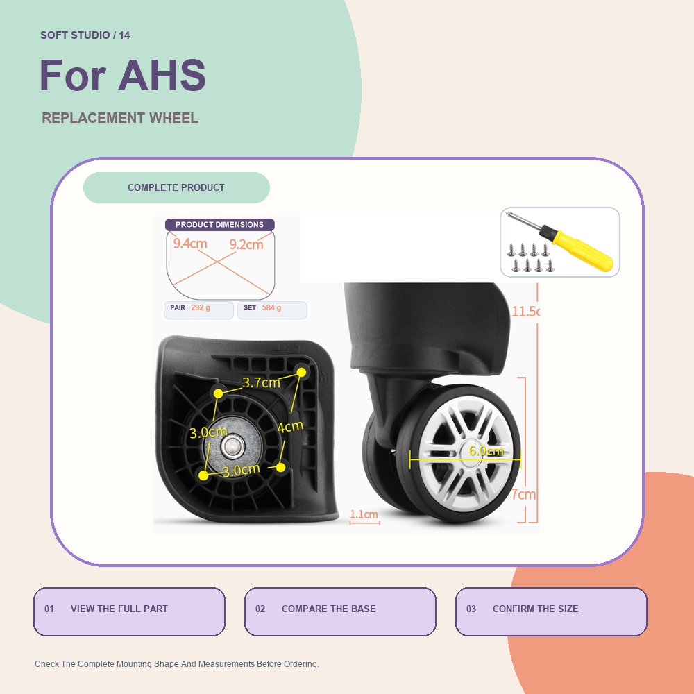 Silent Replacement Luggage Wheels - Roda de substituição de rodízio de